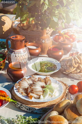 Image of Russian table with food