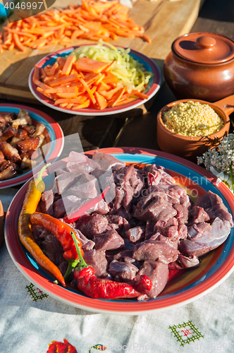 Image of Russian table with raw meat