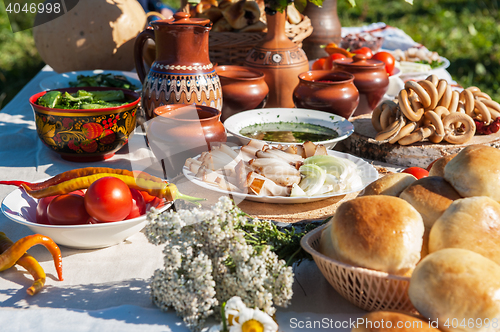 Image of Russian table with food