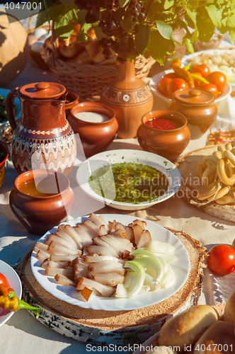 Image of Russian table with food