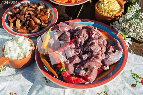 Image of Russian table with raw meat