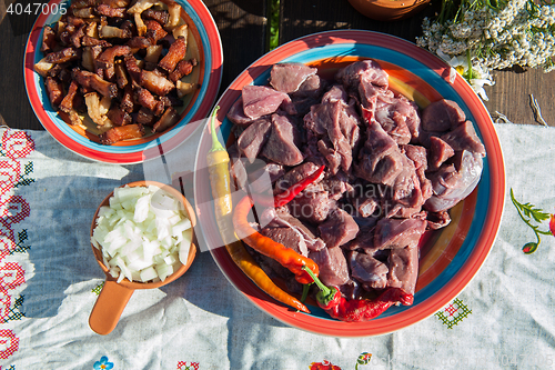 Image of Russian table with raw meat