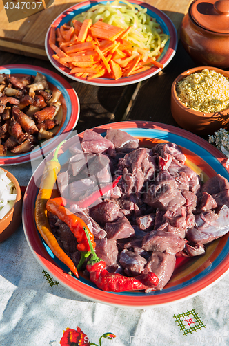 Image of Russian table with raw meat