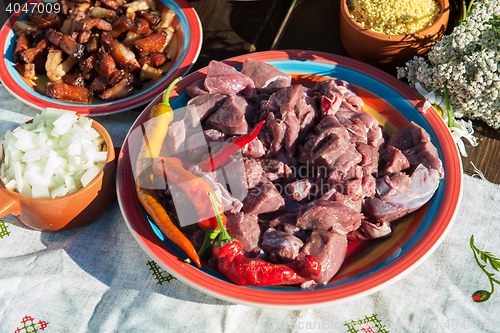 Image of Russian table with raw meat