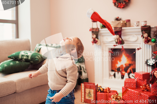 Image of Happy family at christmas time