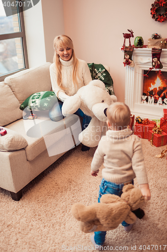 Image of Happy family at christmas time