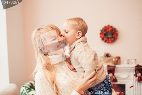 Image of Happy family at christmas time