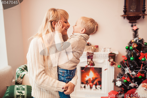 Image of Happy family at christmas time