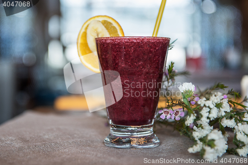 Image of smoothie from blueberry banana and orange juice