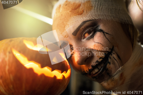 Image of Horrible girl with scary mouth and eyes