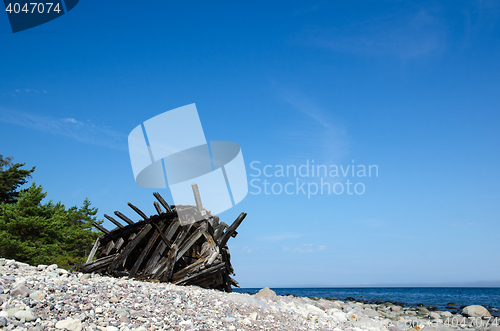 Image of Old wooden shipwreck