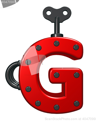 Image of letter g with decorative pieces - 3d rendering