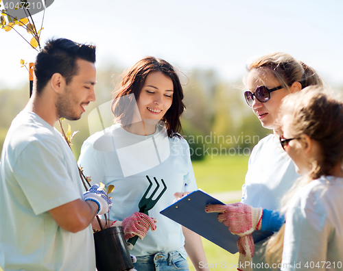 Image of group of volunteers planting trees in park