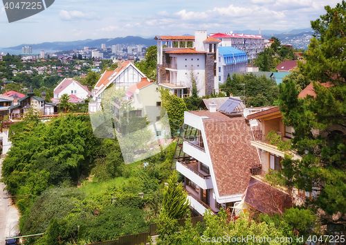 Image of Panoramic view of the resort town .