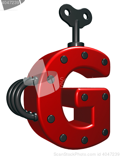 Image of letter g with decorative pieces - 3d rendering
