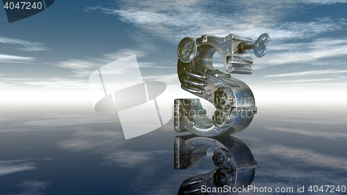 Image of machine letter s under cloudy sky - 3d illustration