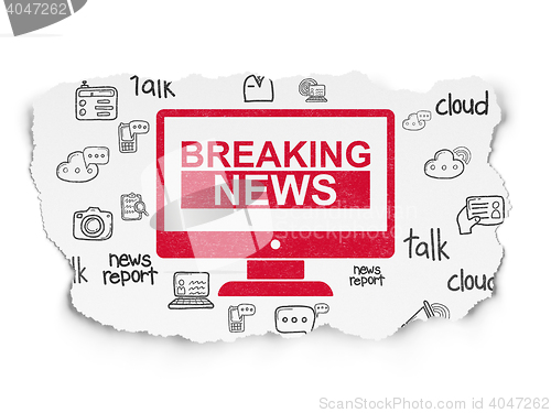 Image of News concept: Breaking News On Screen on Torn Paper background