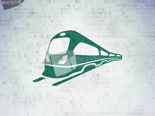 Image of Tourism concept: Train on Digital Data Paper background