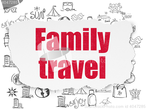 Image of Travel concept: Family Travel on Torn Paper background
