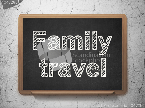 Image of Travel concept: Family Travel on chalkboard background