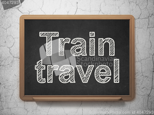 Image of Tourism concept: Train Travel on chalkboard background
