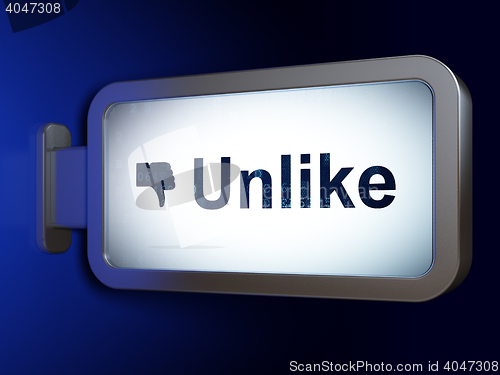 Image of Social media concept: Unlike and Thumb Down on billboard background