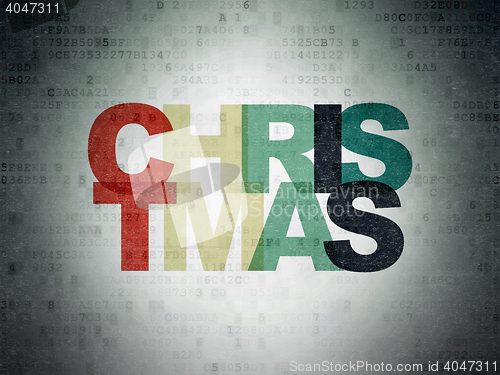 Image of Holiday concept: Christmas on Digital Data Paper background