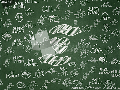Image of Insurance concept: Heart And Palm on School board background