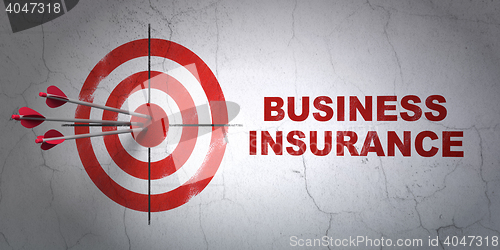 Image of Insurance concept: target and Business Insurance on wall background