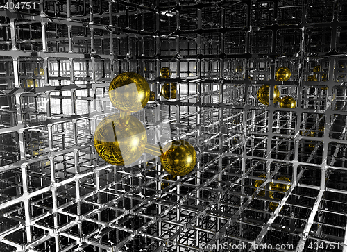 Image of molecule in futuristic space - 3d rendering