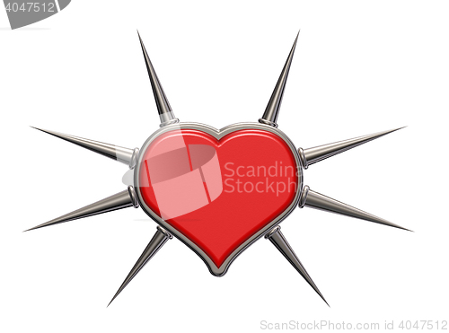 Image of heart symbol with prickles - 3d rendering