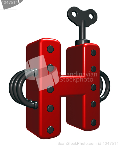 Image of letter h with decorative pieces - 3d rendering