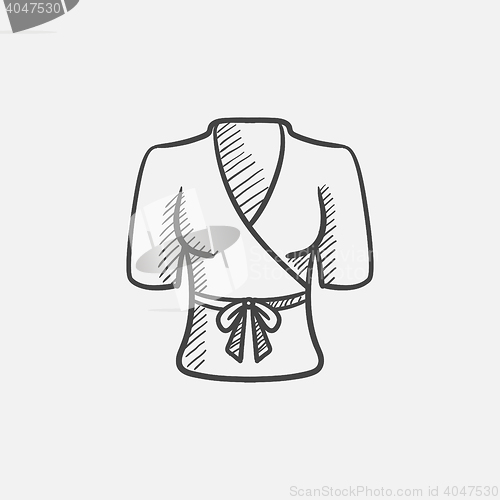 Image of Short female bathrobe sketch icon.