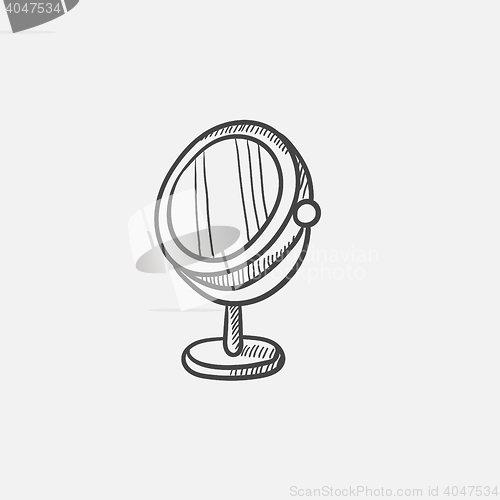 Image of Round makeup mirror sketch icon.