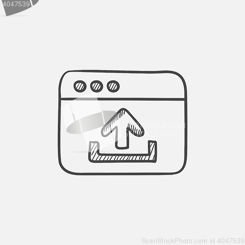 Image of Browser window with upload sign sketch icon.