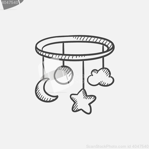Image of Baby bed carousel sketch icon.