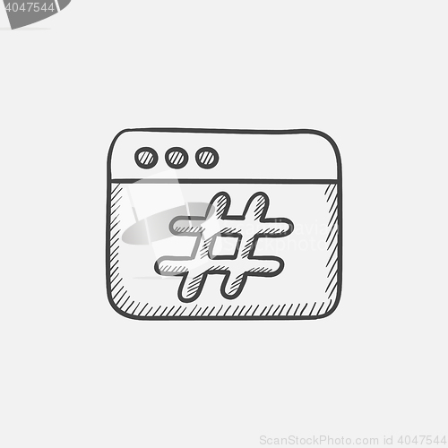 Image of Browser window with hashtag sketch icon.