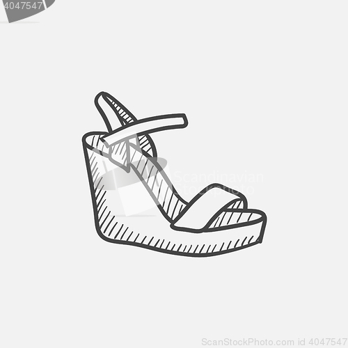 Image of Women platform sandal sketch icon.