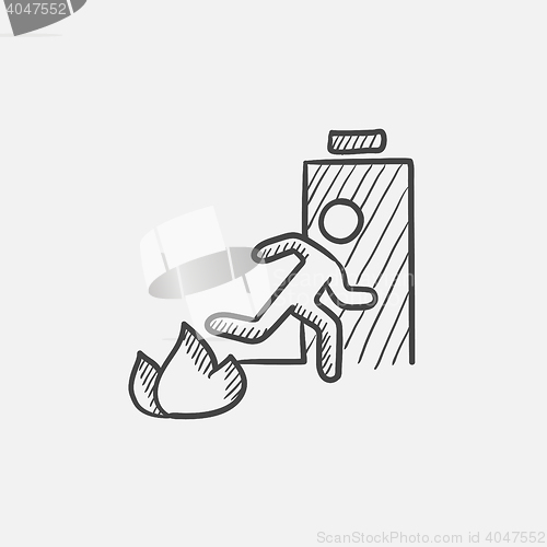 Image of Emergency fire exit door sketch icon.