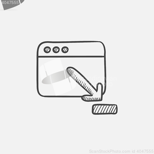 Image of Browser window with download sign sketch icon.