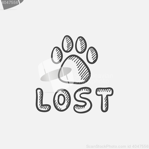 Image of Lost dog sign sketch icon.