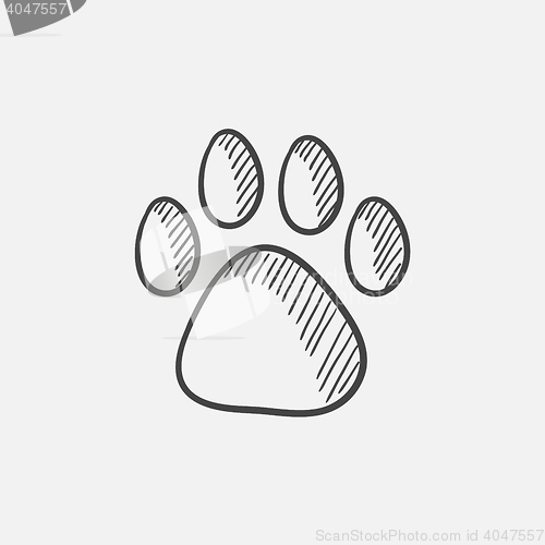 Image of Paw print sketch icon.