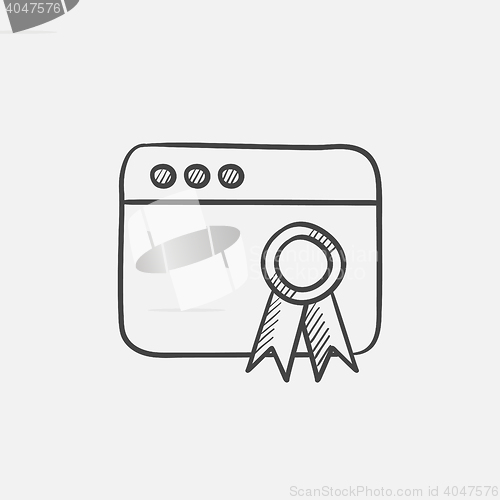 Image of Browser window with winners rosette sketch icon.