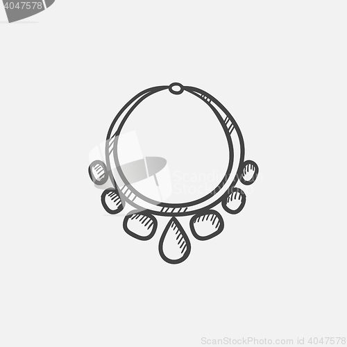 Image of Necklace with gems  sketch icon.