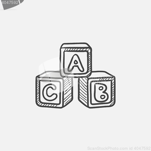 Image of Alphabet cubes sketch icon.