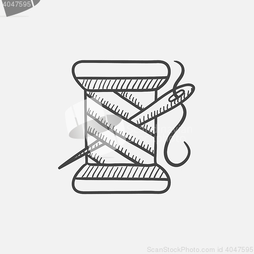 Image of Spool of thread and needle sketch icon.