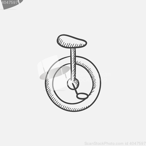 Image of One wheel bicycle sketch icon.