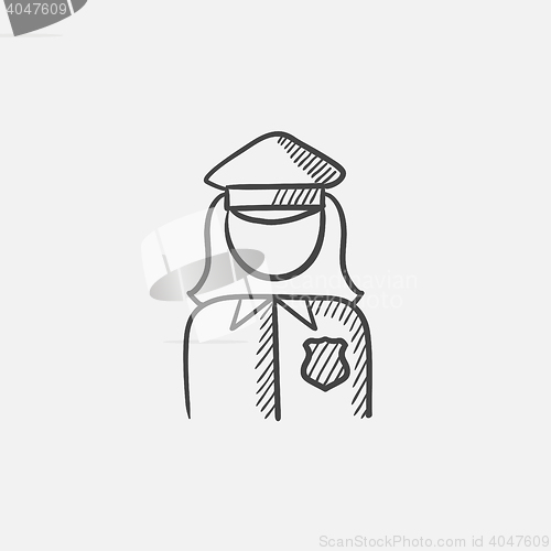 Image of Policewoman sketch icon.