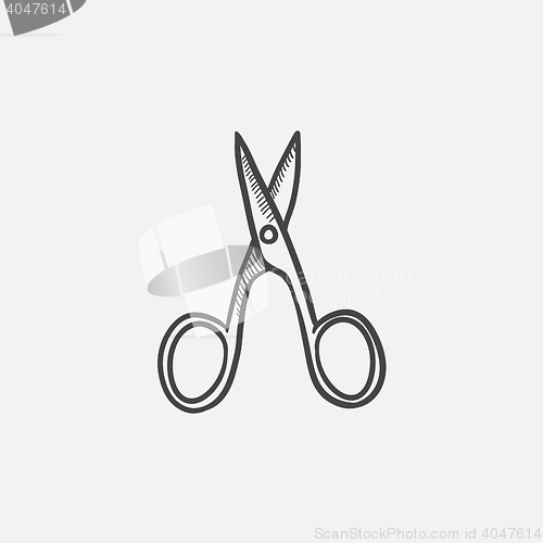 Image of Nail scissors sketch icon.