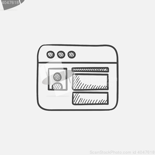 Image of Browser window with social network internet page sketch icon.